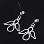 201 Stainless Steel Dangle Stud Earrings, with Clear Cubic Zirconia, Angel
