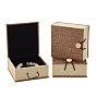 Cajas de pulsera de madera rectángulo, con arpillera y terciopelo, 10.4x10x5.2 cm