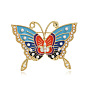 Épingles rétro en émail papillon, broche en alliage et imitation de perles de style ethnique pour femme