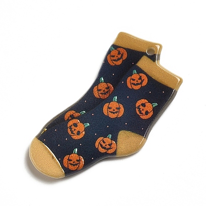 Halloween Acrylic Pendants, Sock/Ice Cream/Gingerbread Man/Pumpkin/Spider Charms