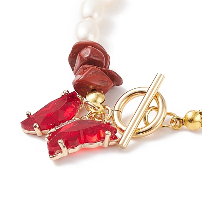 Стеклянный браслет в виде бабочки с прозрачным кубическим цирконием, Браслет из натуральных драгоценных камней и жемчужных бусин для женщин