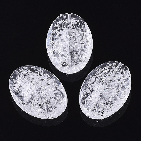 Transparent perles acryliques craquelés, ovale, clair