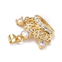Brass Micro Pave Clear Cubic Zirconia Pendants, Crown