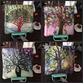 Tree of Life Pattern PU Imitation Leather Clutch Bags, Change Purse for Women