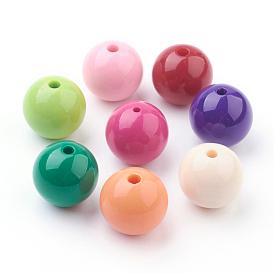 Round Bubblegum Chunky Acrylic Beads, Opaque Beads