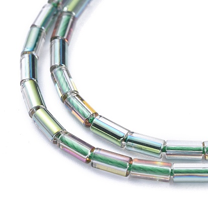 Perles en verre electroplate, plein arc-en-plaqué, colonne
