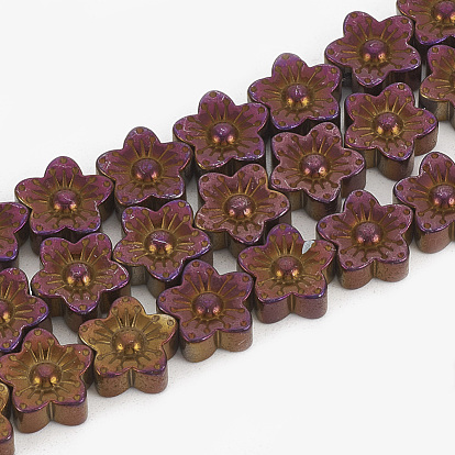 Electroplate no magnéticas de hematita sintética hebras de cuentas, flor