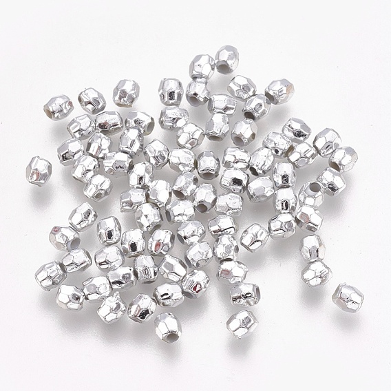 Abs perles en plastique, perles galvanisées écologiques, facette, baril