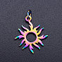 Ion Plating(IP) 304 Stainless Steel Solar Eclipse Pendants, with Jump Rings, Sun