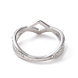 Anillo de dedo de onda de diamantes de imitación de cristal, 304 joyas de acero inoxidable para mujer