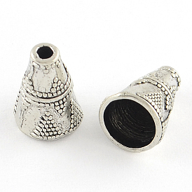 Style tibétain bouchons alliage de cône de perles, apetalous, sans plomb et sans cadmium, 8.5x11mm, trou: 1.5 mm, environ 1408 pcs / 1000 g