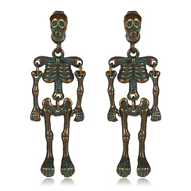 Bold Gothic Skull Earrings in Antique Silver and Bronze Finish - HY-7390