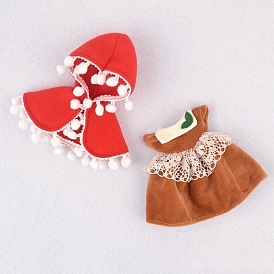 Vêtements de poupée en cellucotton, 16cm tenue de poupée bjd fille, robe et cape pour conte de fées petit bonnet rouge