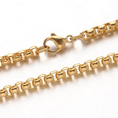 304 Stainless Steel Box Chain Necklaces, with Lobster Claw Clasps, 23.7 inch(60.1cm)