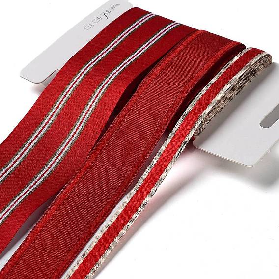 9 yards 3 styles ruban en polyester, pour le bricolage fait main, nœuds de cheveux et décoration de cadeaux, palette de couleurs rouge