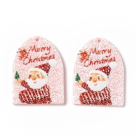 Christmas Translucent Printed Acrylic Pendants, Arch with Santa Claus
