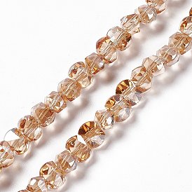 Transparent Electroplate Glass Beads Strands, Pearl Luster Plated, Faceted, Bowknot