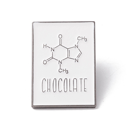 Pin de esmalte de chocolate con estructura molecular y palabra, insignia de aleación rectangular para el día del maestro, gunmetal