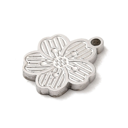 304 Stainless Steel Charms, Textured and Laser Cut, Flower Charm