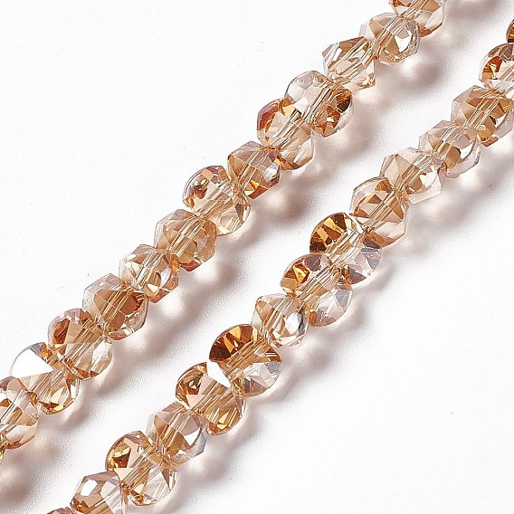 Transparentes perles de verre de galvanoplastie brins, perle plaquée lustre, facette, bowknot