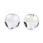 Transparent Resin European Beads, Pearl Luster Plated, Large Hole Beads, Round