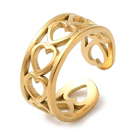 304 anillos abiertos de acero inoxidable con forma de corazón hueco para el día de San Valentín