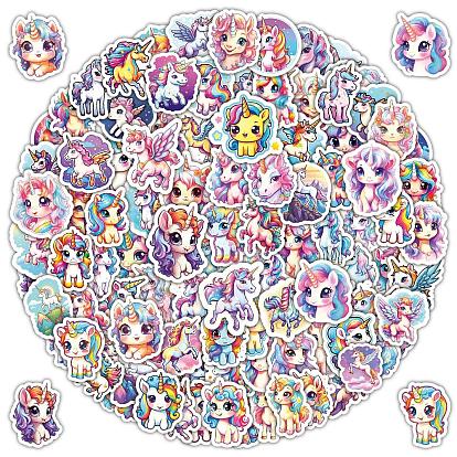 100Pcs Unicorn PVC Adhesive Stickers Set, for DIY Scrapbooking and Journal Decoration