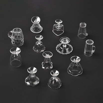 12Pcs Transparent Plastic Food Play Cup Set, Simulation Miniature Cups, Children Clay Mold Toys