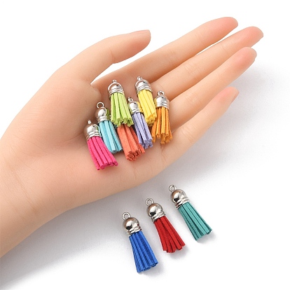 10Pcs 10 Styles Faux Suede Tassel Pendant Decorations, with CCB Plastic Cord Ends