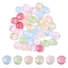 35Pcs Transparent Spray Painted Glass Beads, Bear Claw Print