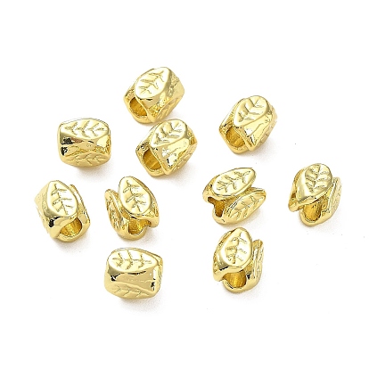 Rack Plating Alloy Beads, Long-Lasting Plated, Lead Free & Cadmium Free, Leaf