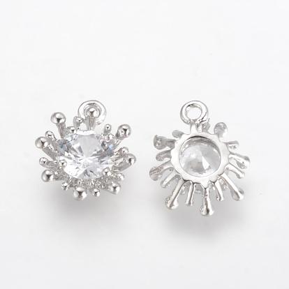 Alloy Cubic Zirconia Charms, Flower