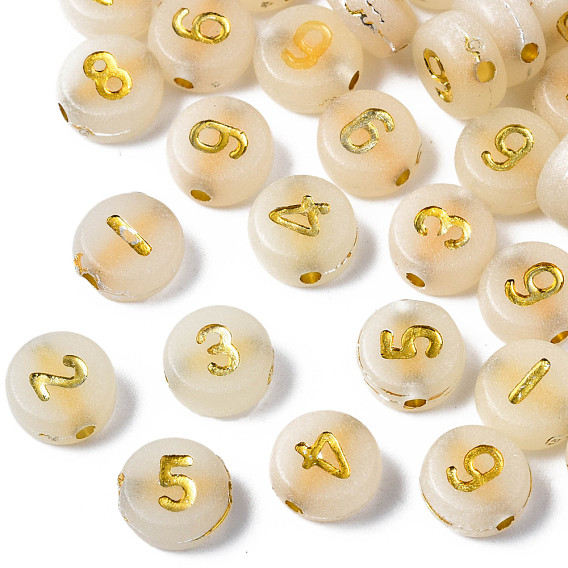 Perles acryliques lumineuses, brillent dans le noir, métal enlacée, trou horizontal, plat et circulaire avec numéro