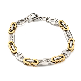 Two Tone 304 Stainless Steel Oval & Rectangle Link Chain Bracelet
