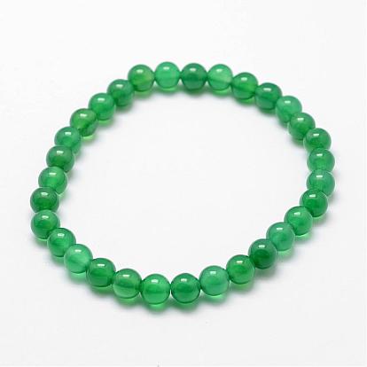 Natural & Syntetic Gemstone Beaded Stretch Bracelets, Round, 52mm