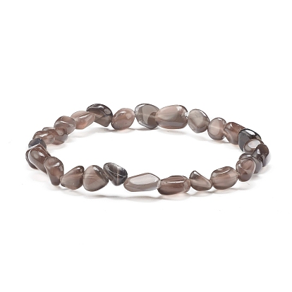 Bracelet extensible de perles de pépites de pierres précieuses mélangées naturelles pour elle