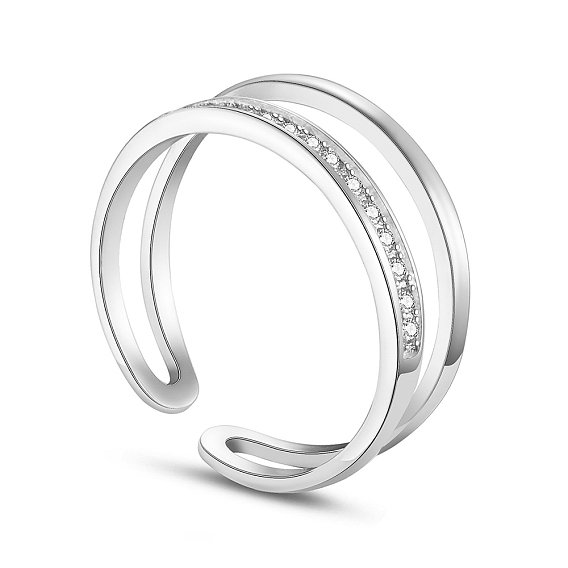 Shegrace очаровательная микросхема aaa с кубическим цирконием 925 кольца-манжеты из стерлингового серебра, открытые кольца, двойные полосы, 17 мм