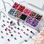 Perles en verre nacré rondes style mixte, teint, 1mm, trou: 6 mm, environ 1 pcs / compartiment, 50 pcs / boîte