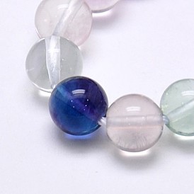 Natural Fluorite Beads Strands, Grade AA, Round