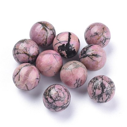 Perles naturelles de rhodonite, sphère de pierres précieuses, pas de trous / non percés, ronde