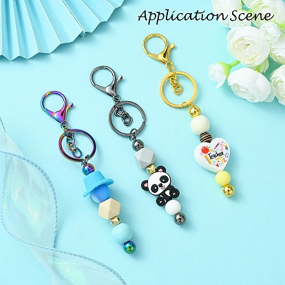 Alloy Bar Beadable Keychain for Jewelry Making DIY Crafts, with Alloy Lobster Clasps and Iron Ring