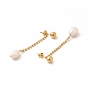 Placage ionique (ip) 304 Boucles d'oreilles à chaîne à billes en acier inoxydable, boucles d'oreilles pendantes en perles pour femmes