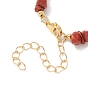Collar de cadenas con cuentas de perlas y conchas y piedras preciosas naturales mezcladas