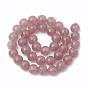Perlas de cuarzo natural de fresa hebras, rondo