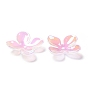 Opaque Acrylic Bead Caps, AB Color, 4-Petal Flower