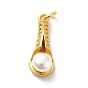 Enrubanneuse en laiton micro pavé en zirconium cubique pendentifs, avec perles nacrées et anneaux, larme