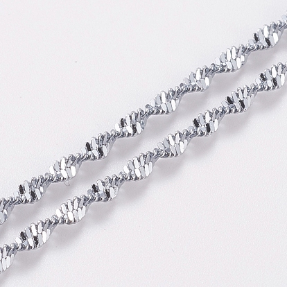 Stainless Steel Singapore Chain Necklaces, Water Wave Chain Necklaces, with Lobster Claw Clasps