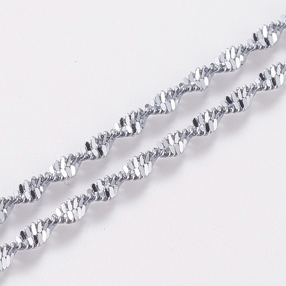 Colliers de chaîne singapour en acier inoxydable, colliers de chaîne de vague d'eau, avec fermoir pince de homard