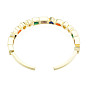 Bracelet manchette ouvert géométrie zircone cubique, bijoux en laiton plaqué or véritable 18k pour femmes