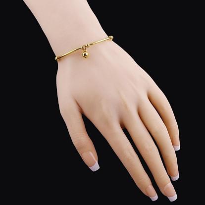 Beau design réel 18 k bracelet en laiton plaqué or charme couple manchette, avec charme de petite cloche, 60mm
